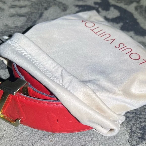 Louis Vuitton Red Belt with Gold Buckle - Picture 2 of 2
